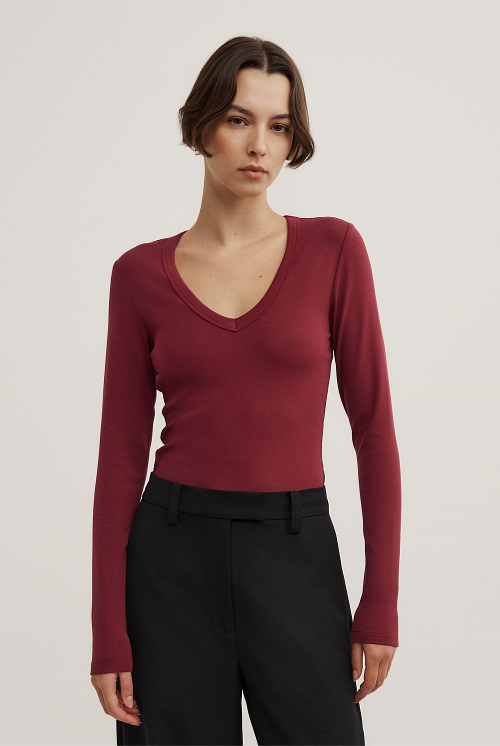 V-Neck Long Sleeve Top