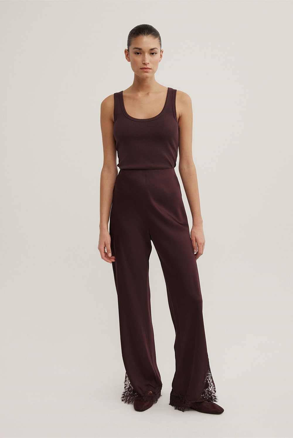 Lace Trim Bias Pants