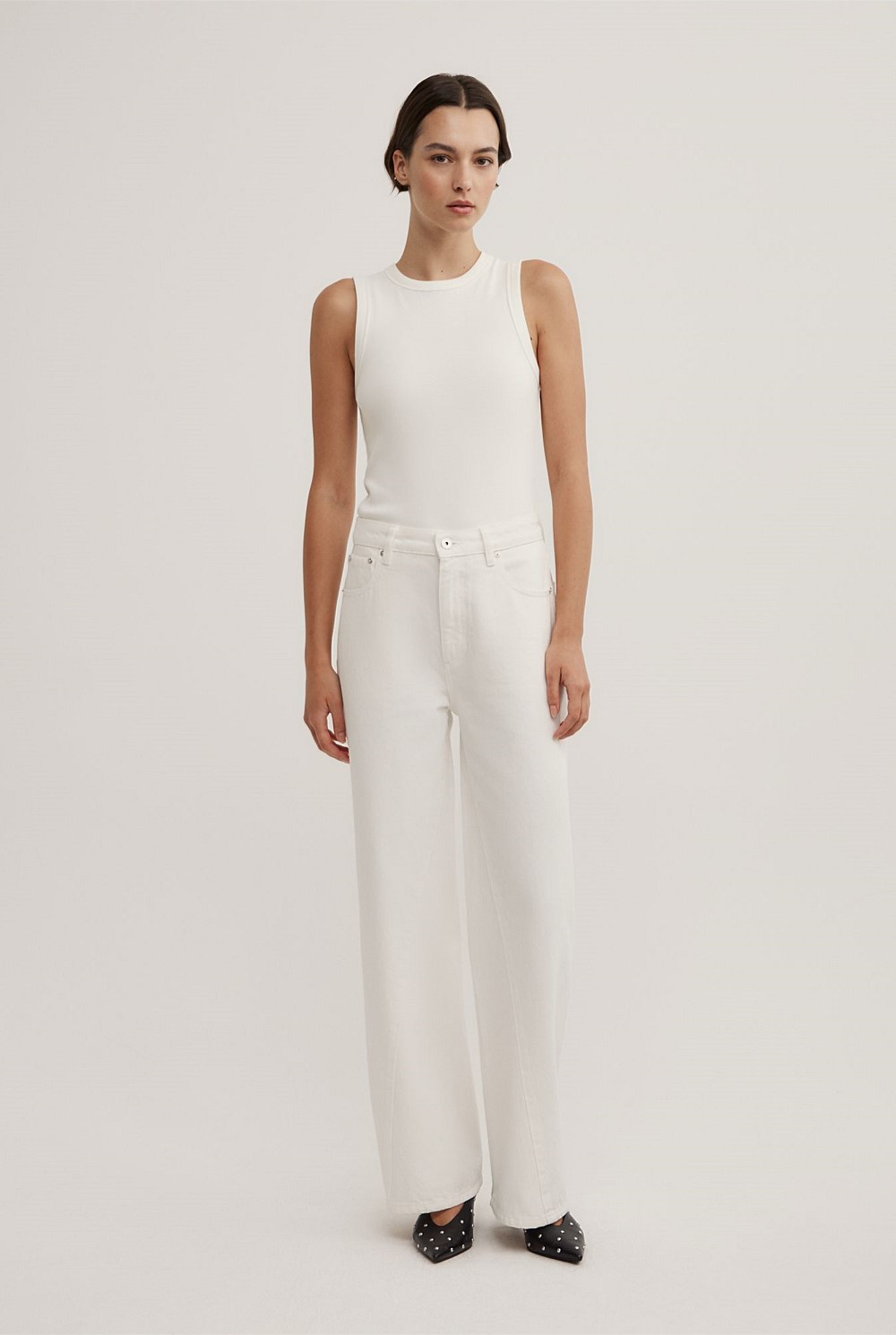 Angled Seam Denim Jeans