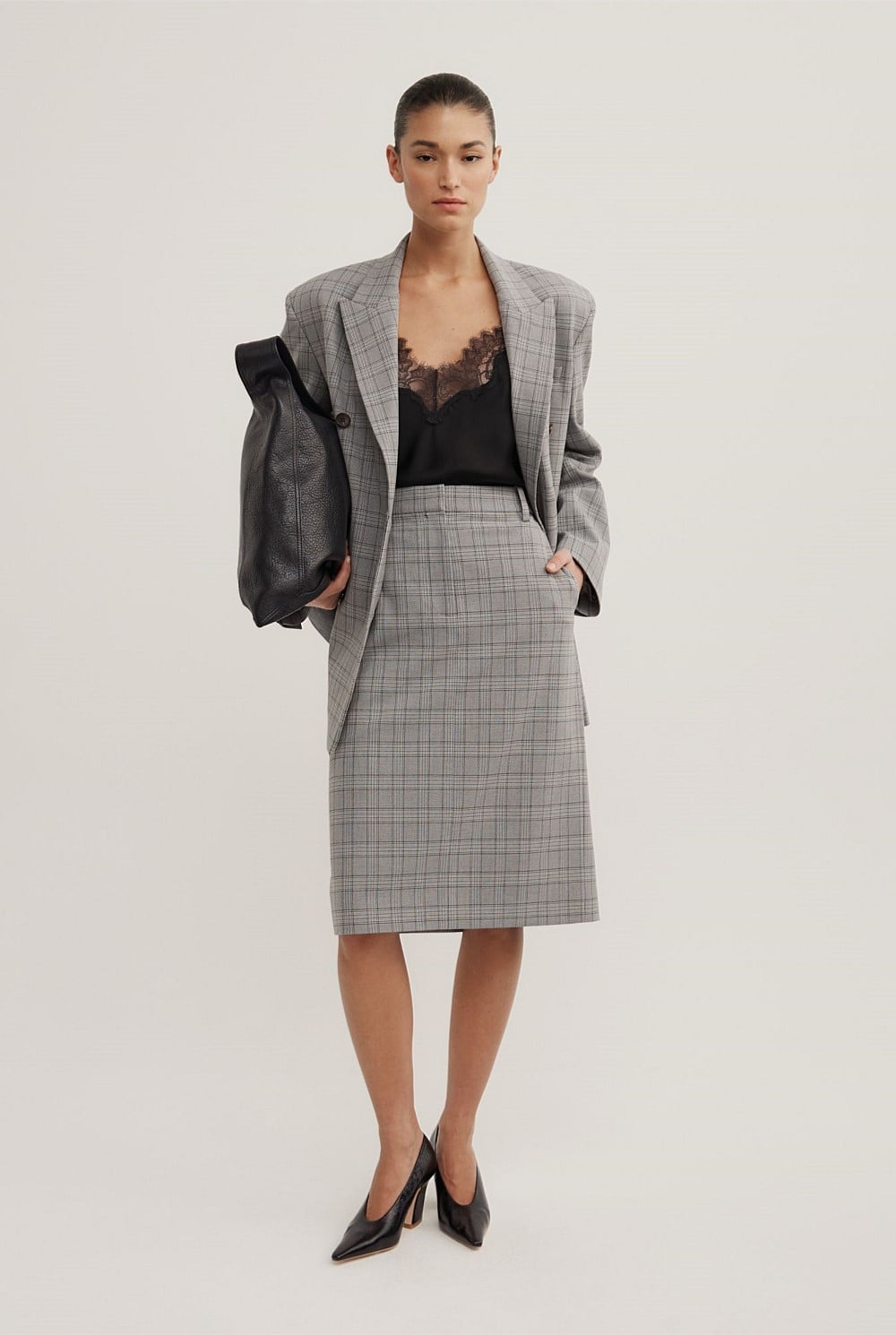 Check Midi Skirt