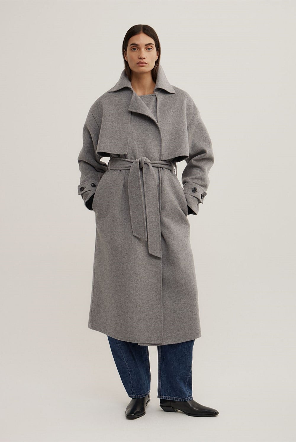 Wool Blend Trench Coat