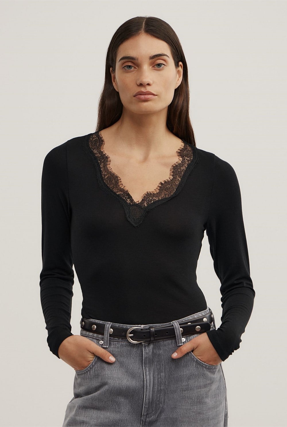 Lace Detail Long Sleeve Top