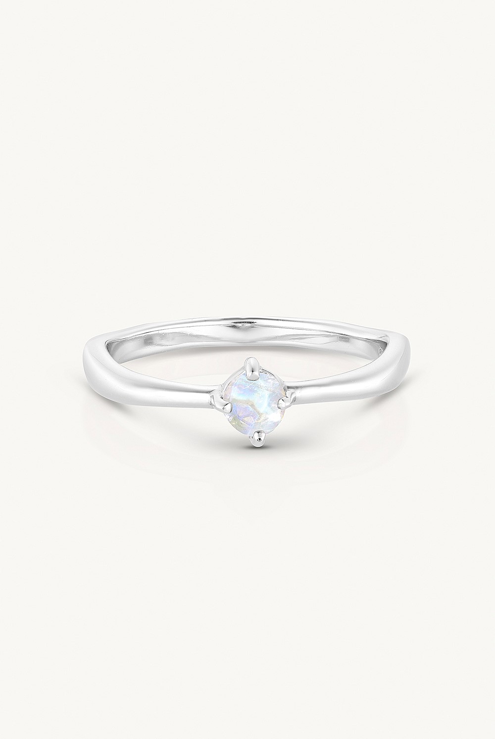 October Opal Silver Birthstone Ring