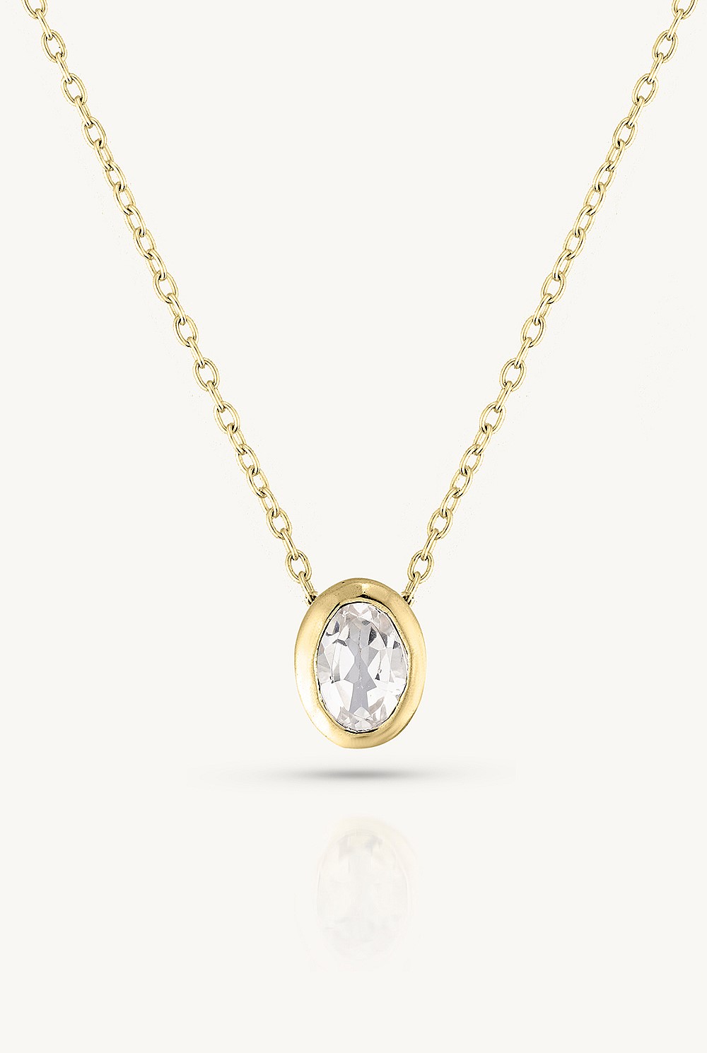 April Topaz Gold Oval Birthstone Necklace