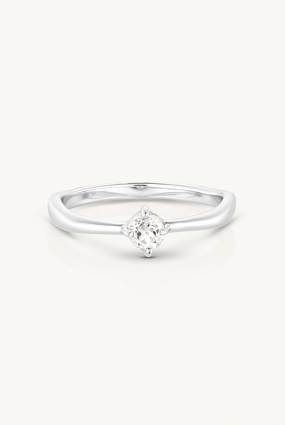 April Topaz Silver Birthstone Ring