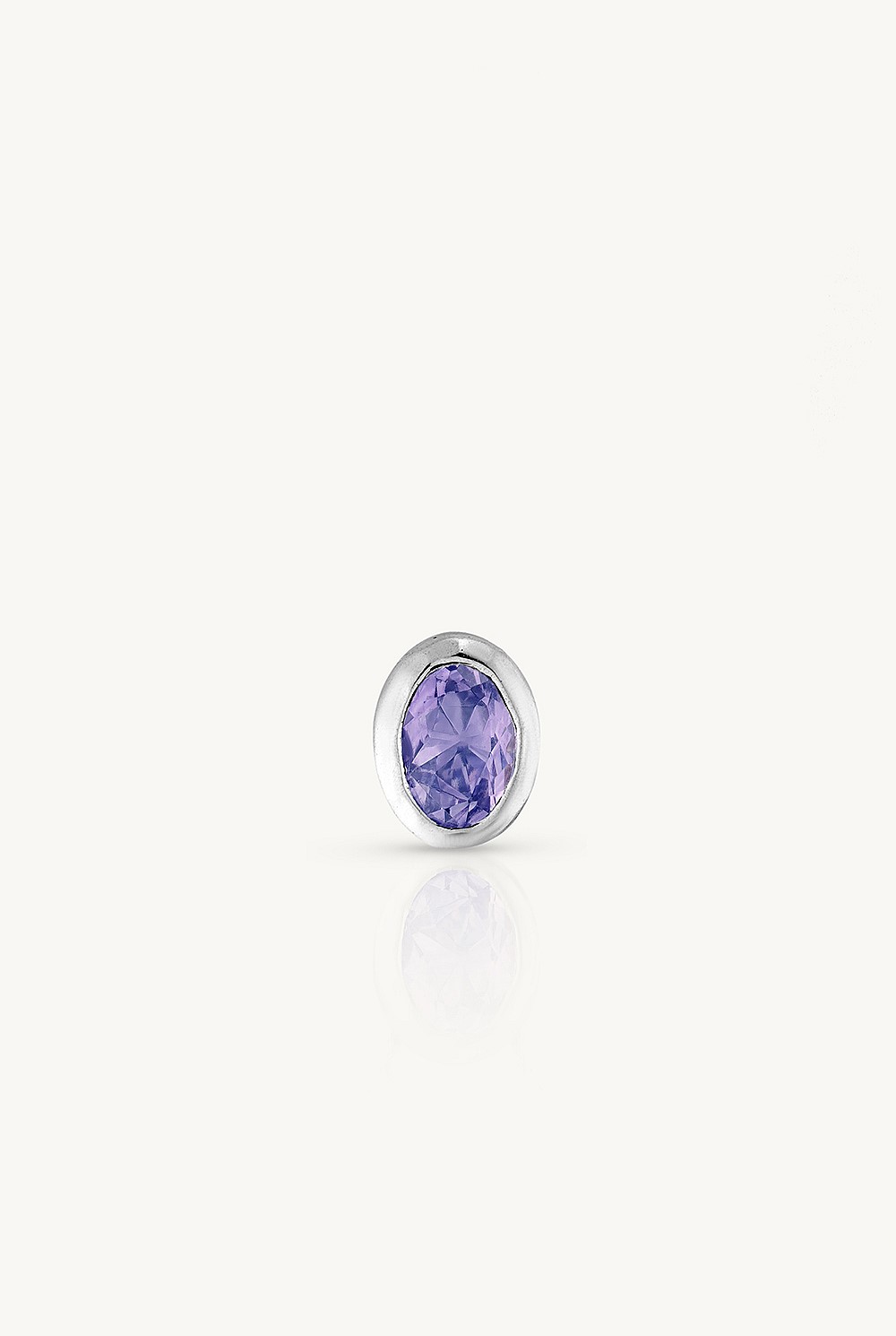December Tanzanite Silver Oval Birthstone Charm