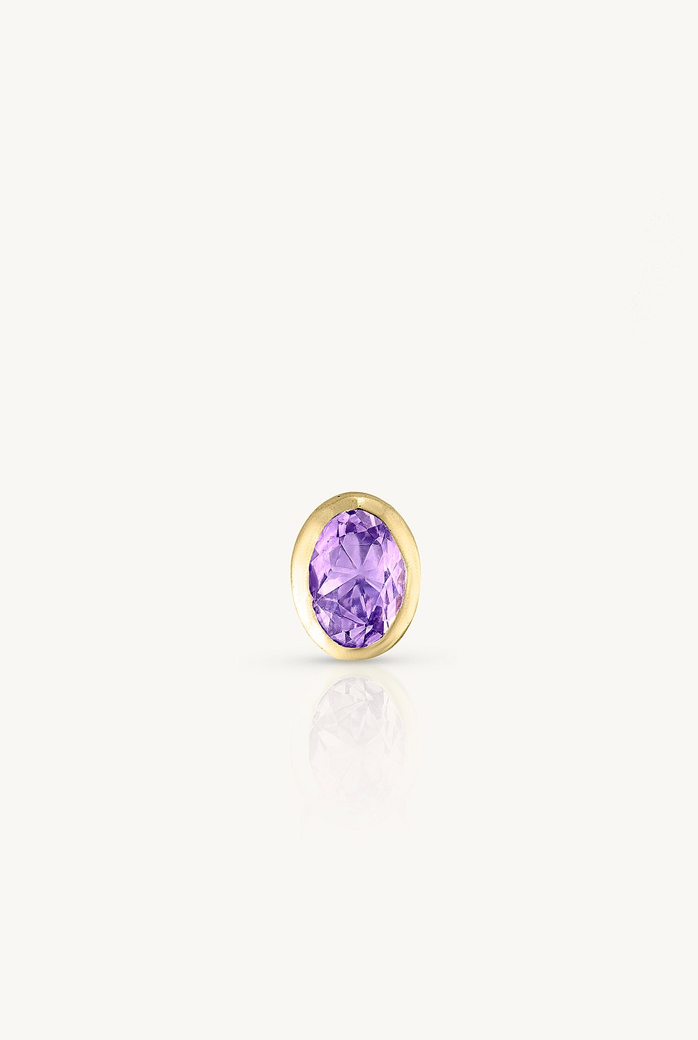 February Amethyst Gold Oval Birthstone Charm