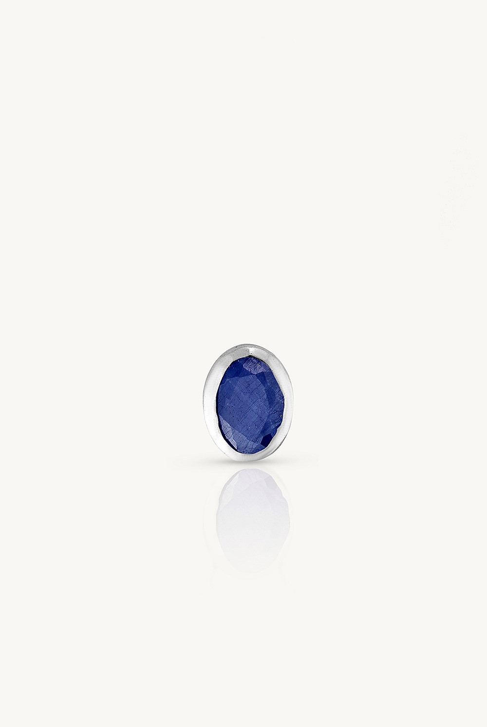 September Sapphire Silver Oval Birthstone Charm