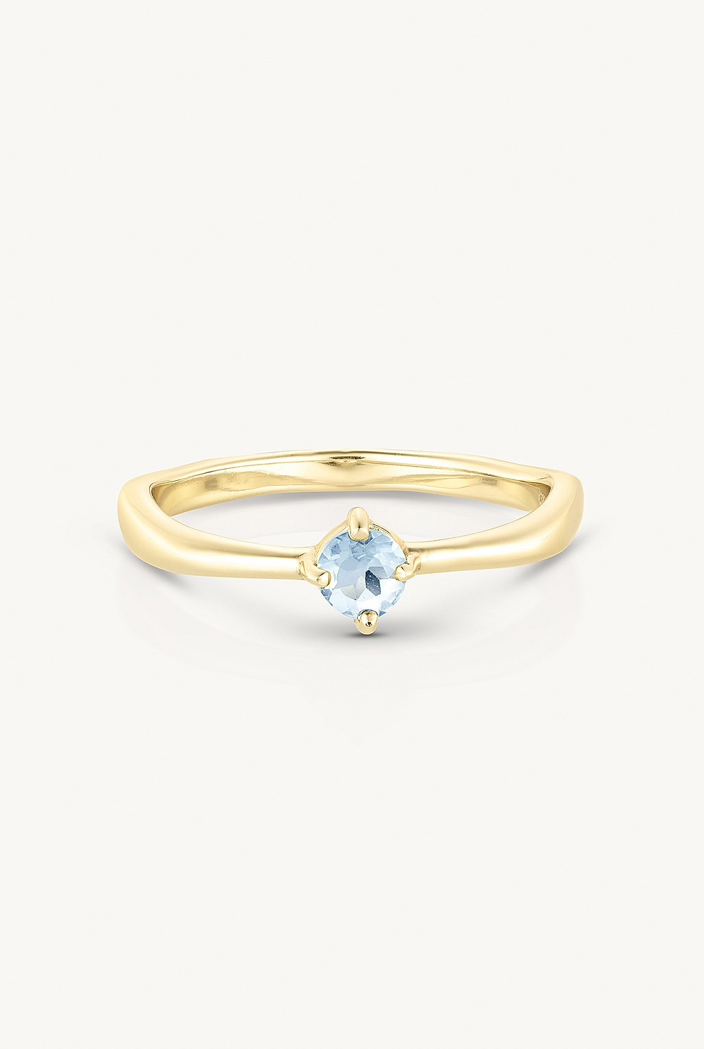 March Aquamarine Gold Birthstone Ring