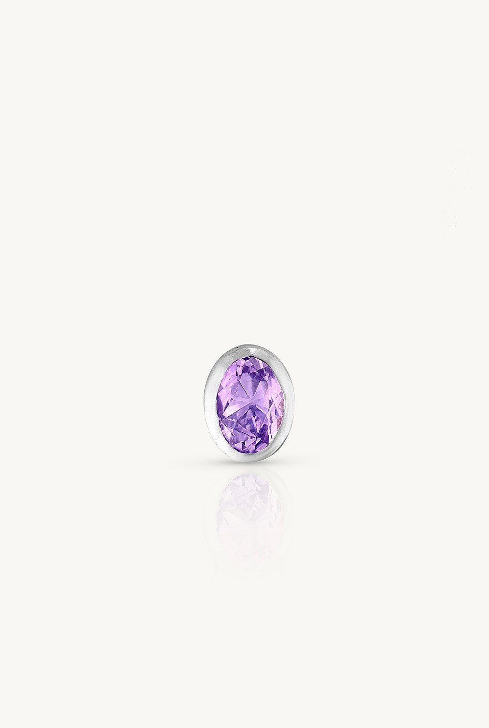 February Amethyst Silver Oval Birthstone Charm