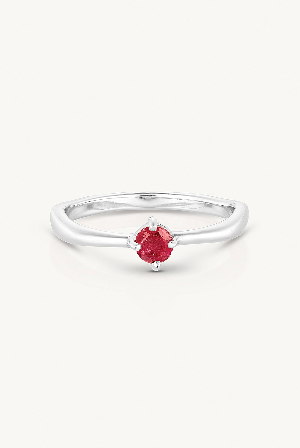 July Ruby Silver Birthstone Ring