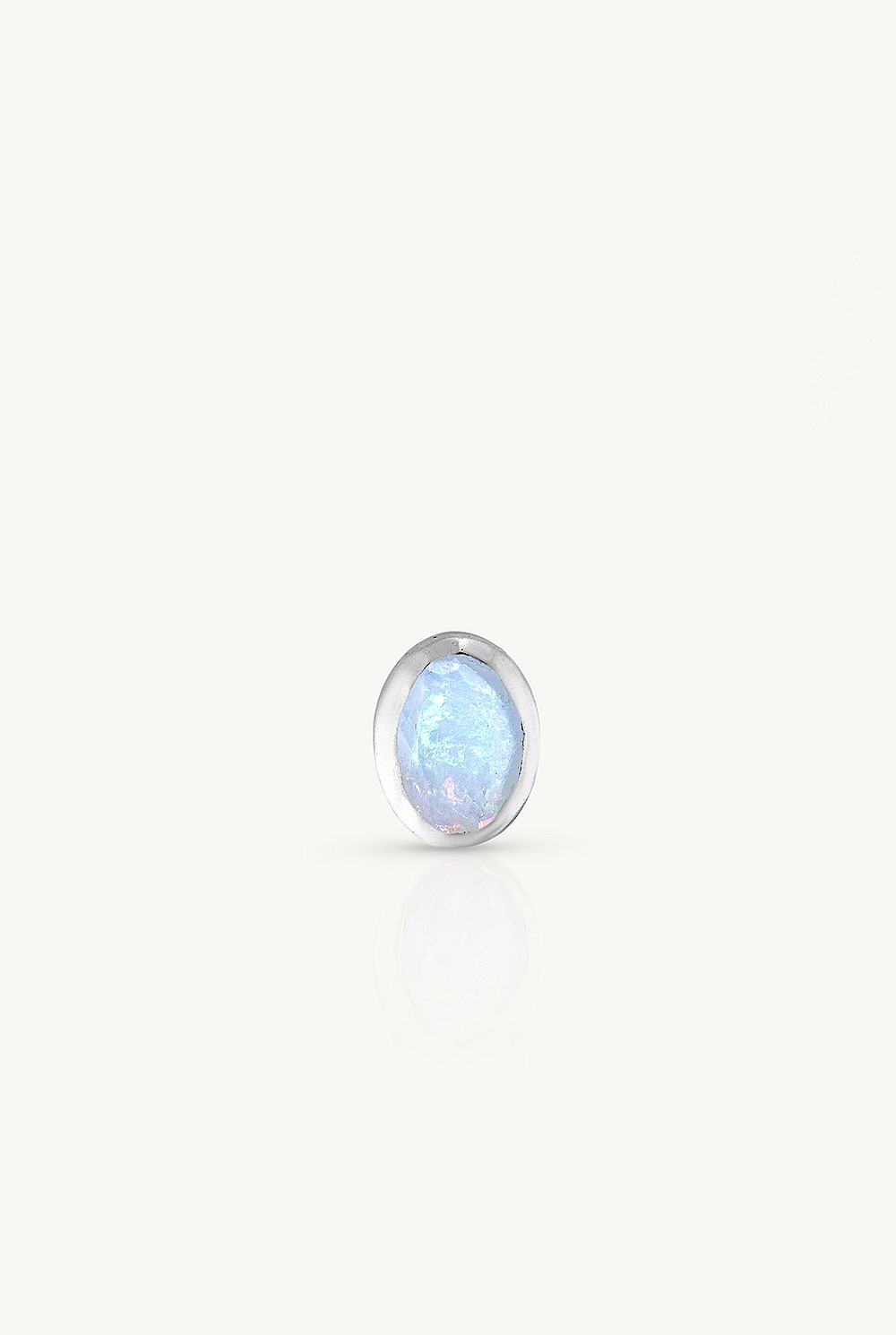 October Opal Silver Oval Birthstone Charm