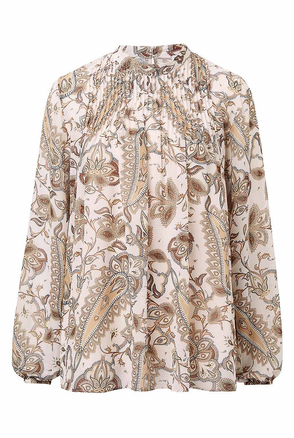 Long Sleeve Pleat Blouse