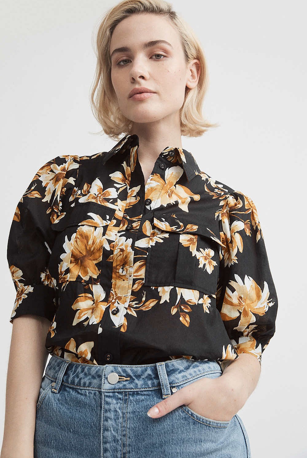 Print Puff Sleeve Shirt