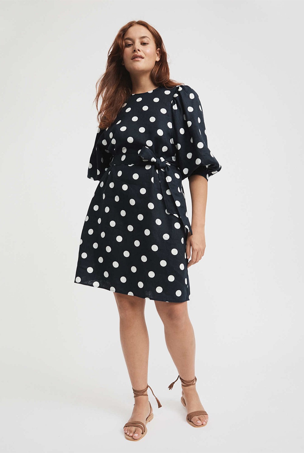 French Linen Spot Print Dress