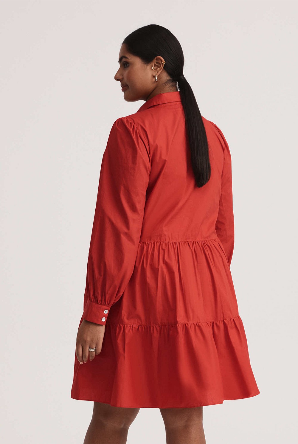 Cotton Poplin Tier Trapeze Dress