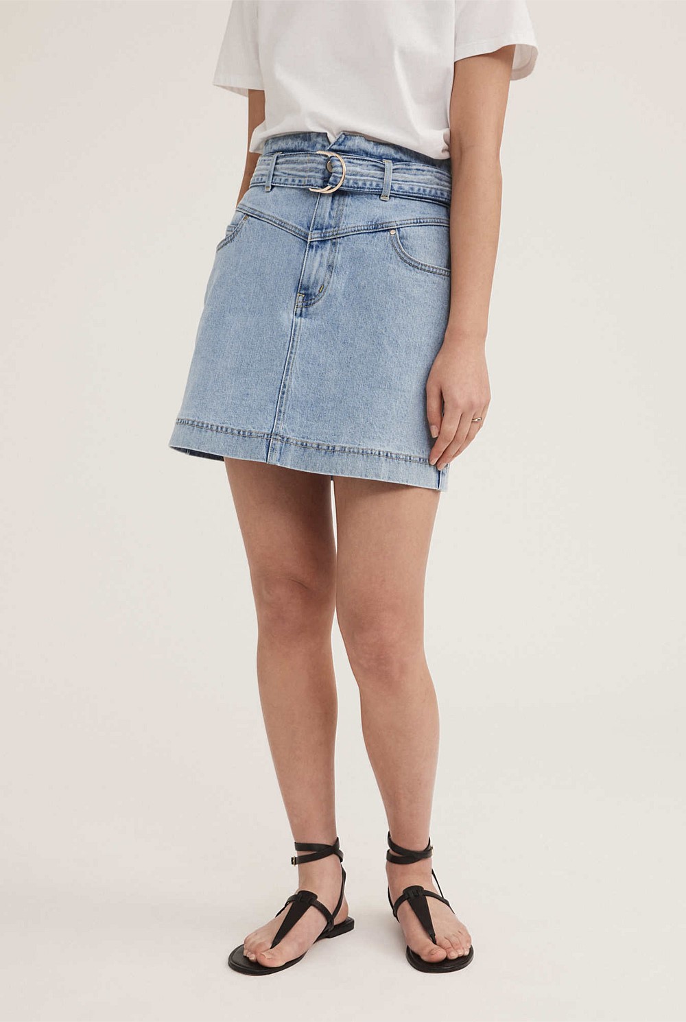 Yoke Front Denim Skirt