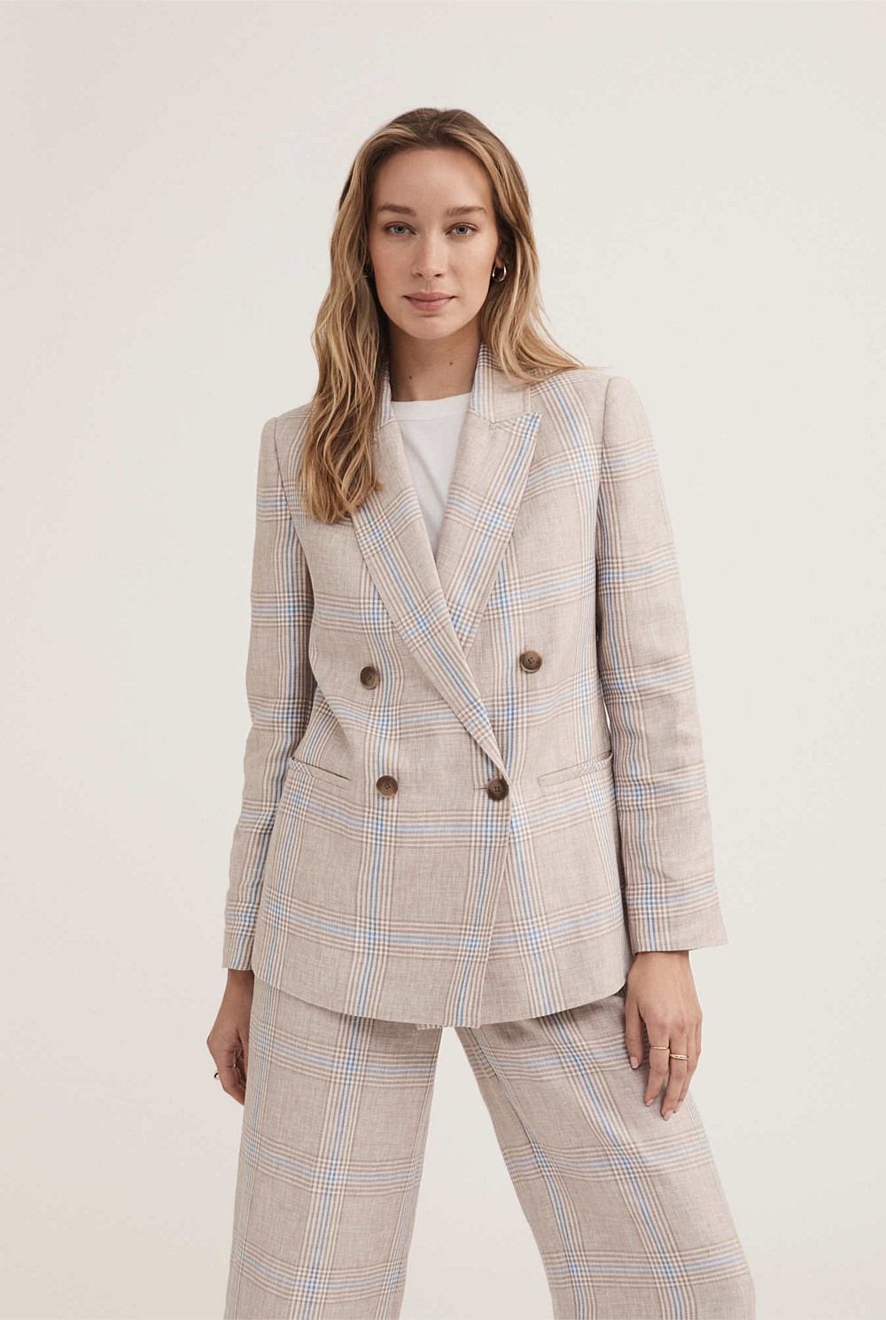 Linen Yarn Dye Check Blazer