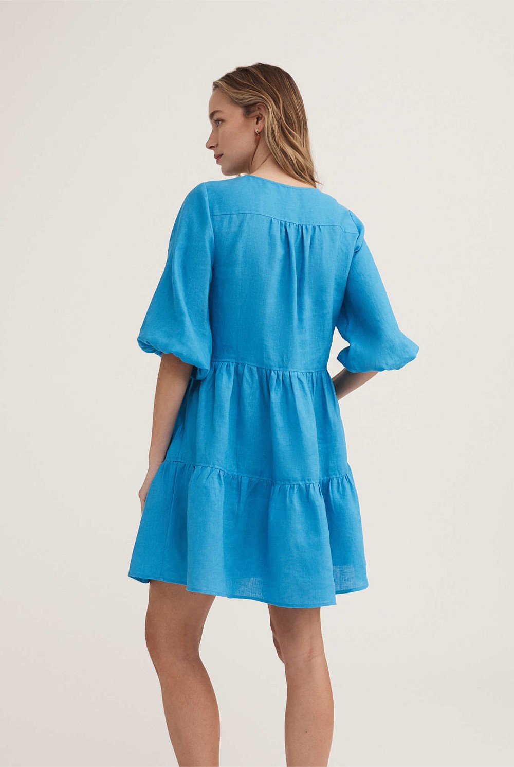 Linen Tiered Trapeze Dress