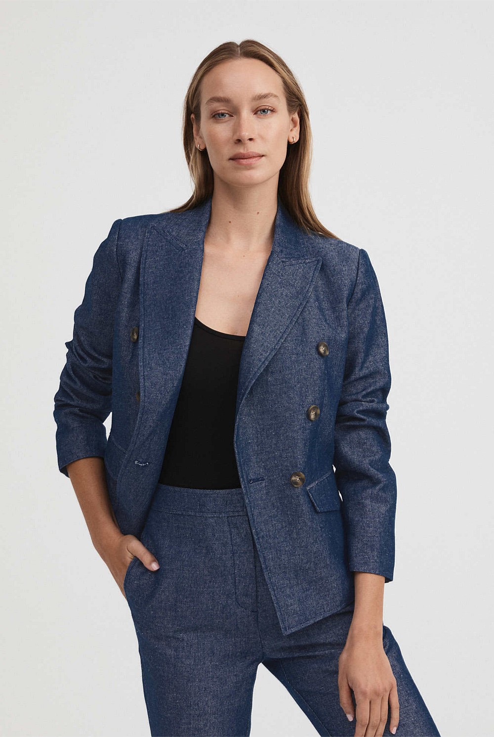 Yarn Dye Double-Breasted Blazer