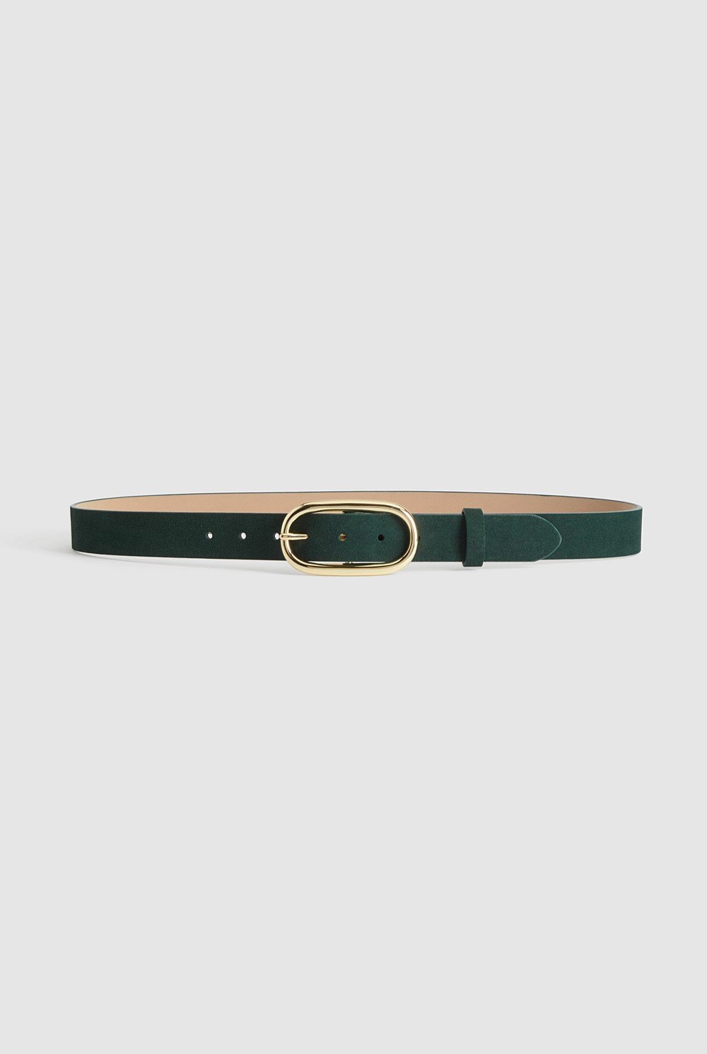 Oval Buckle Suede Belt