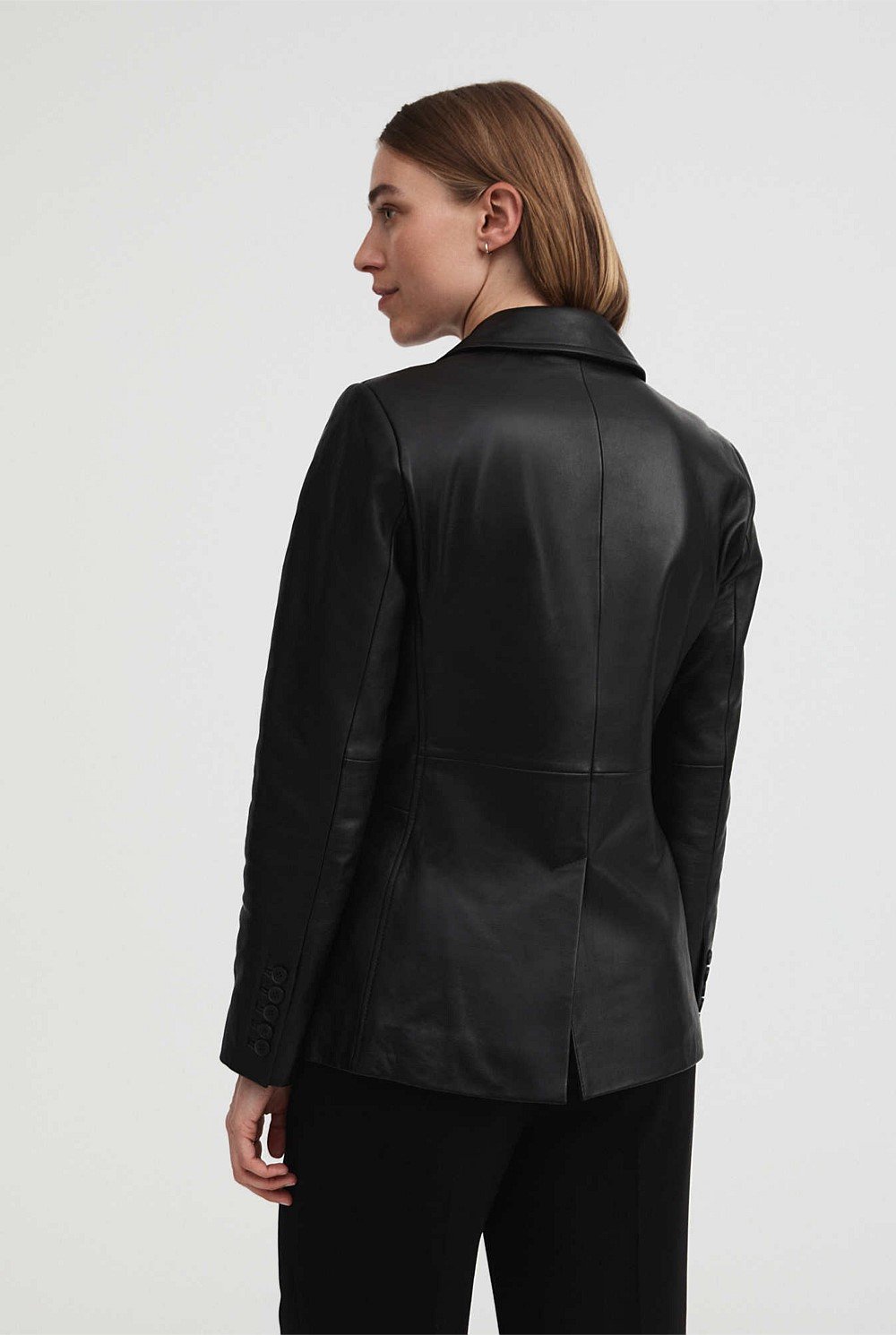 Leather Single-Breasted Blazer