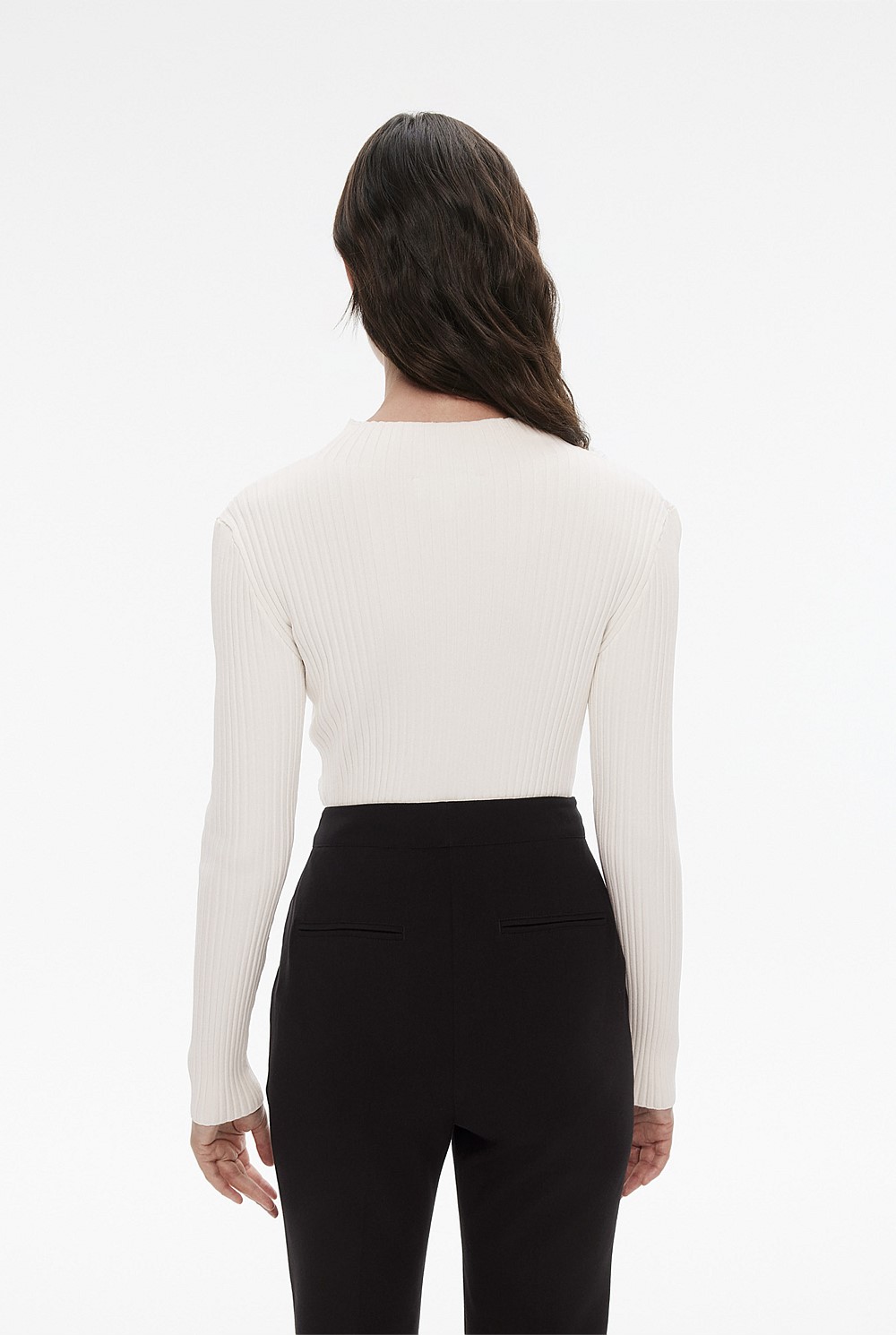 Mock Neck Crepe Knit