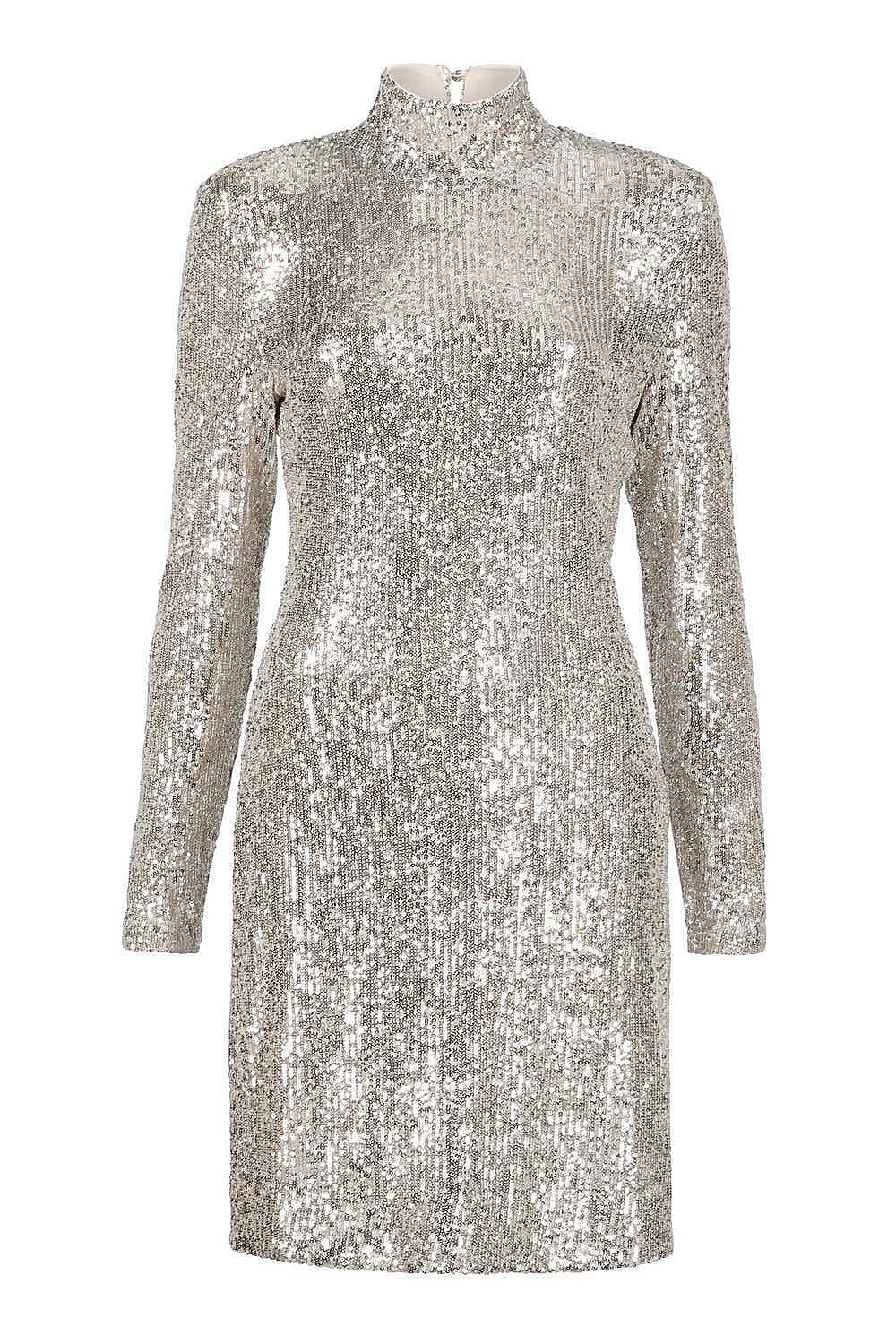 Sequin Mock Neck Dress