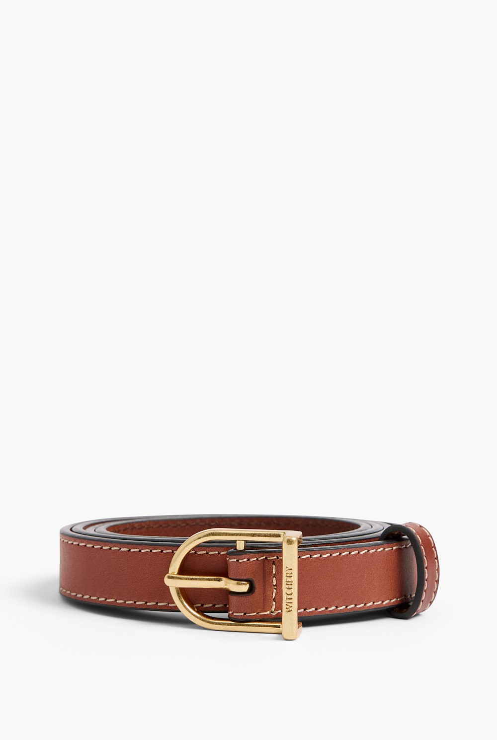 Curved Buckle Slim Belt