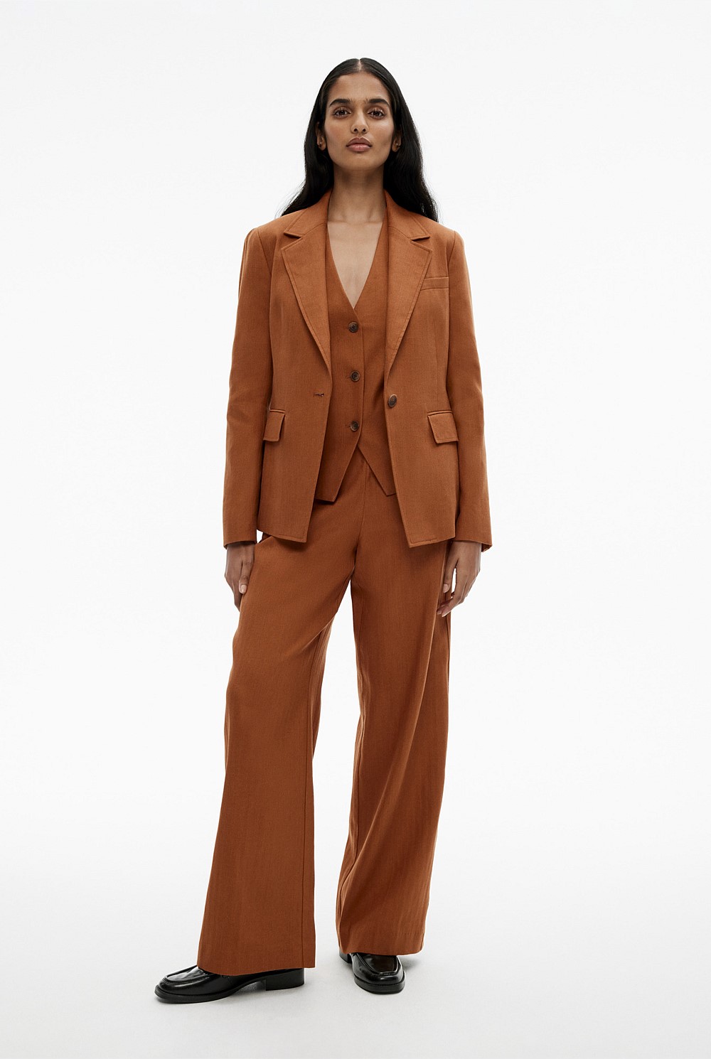 Cotton Linen Single-Breasted Blazer