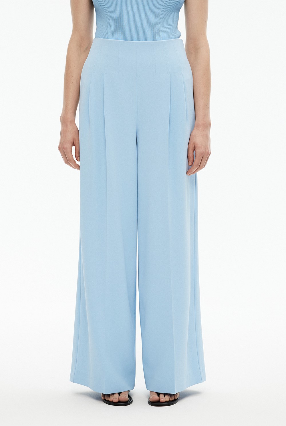 Waist Detail Wide Leg Trouser