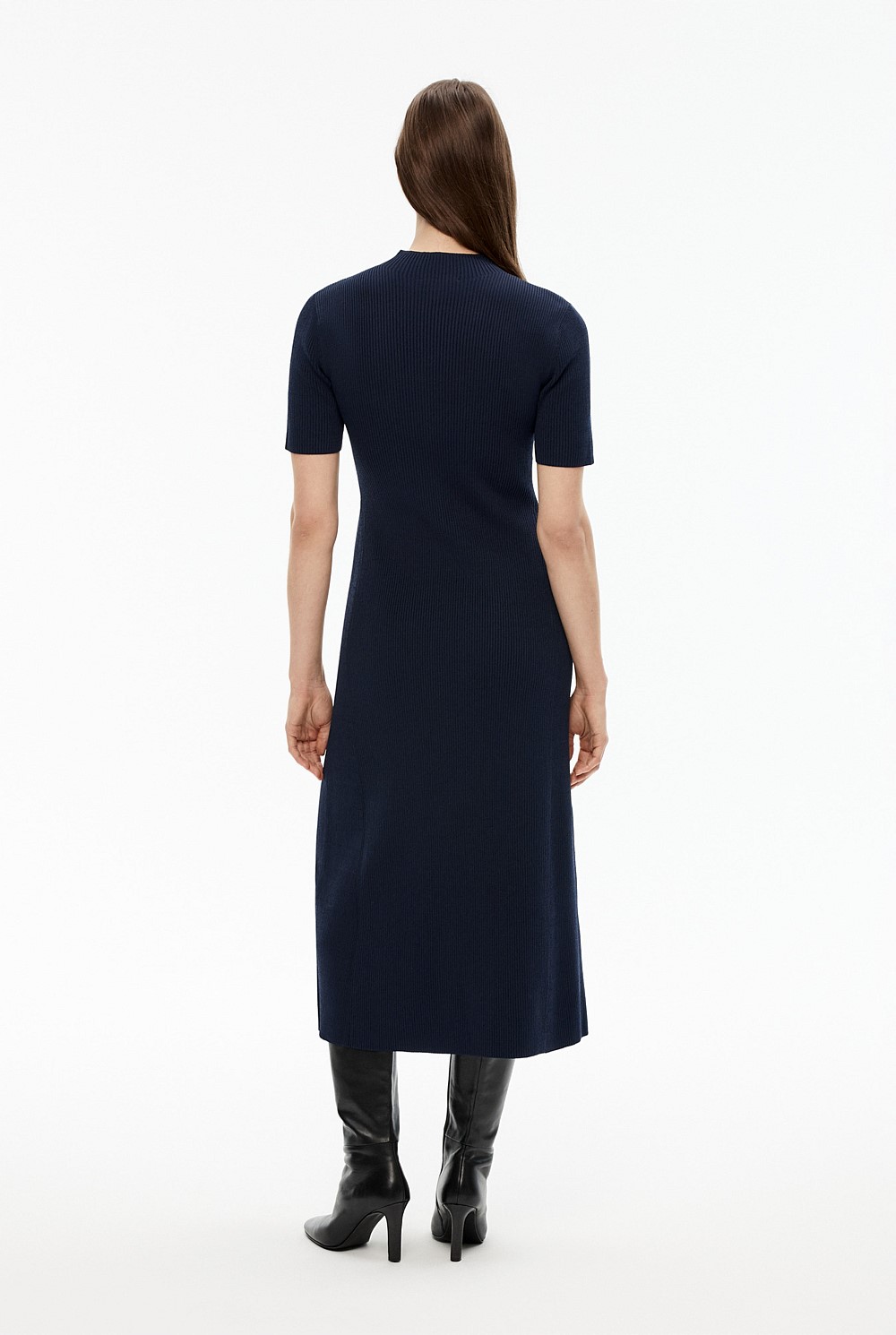 Rib Mock Neck Knit Dress