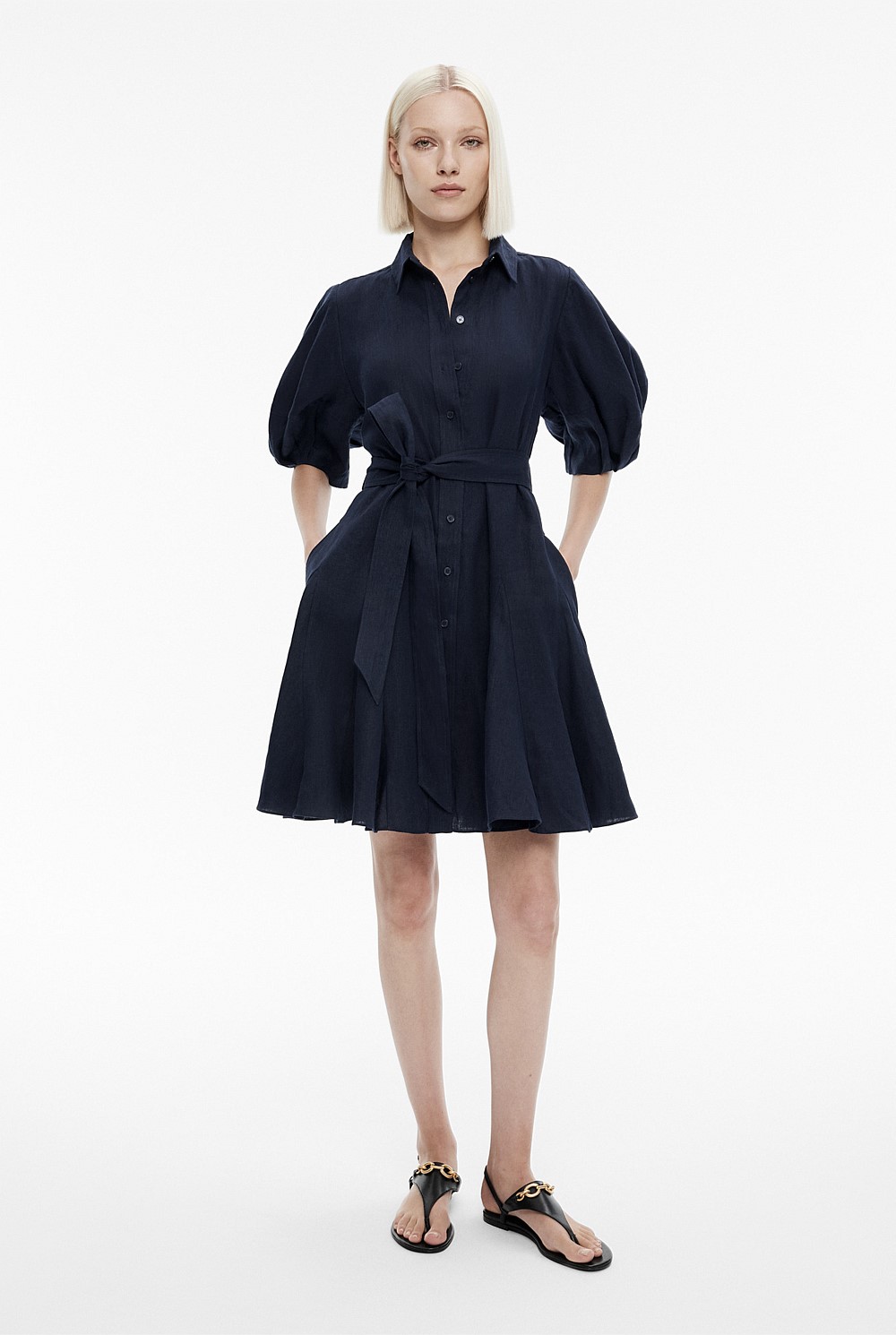 French Linen Godet Dress