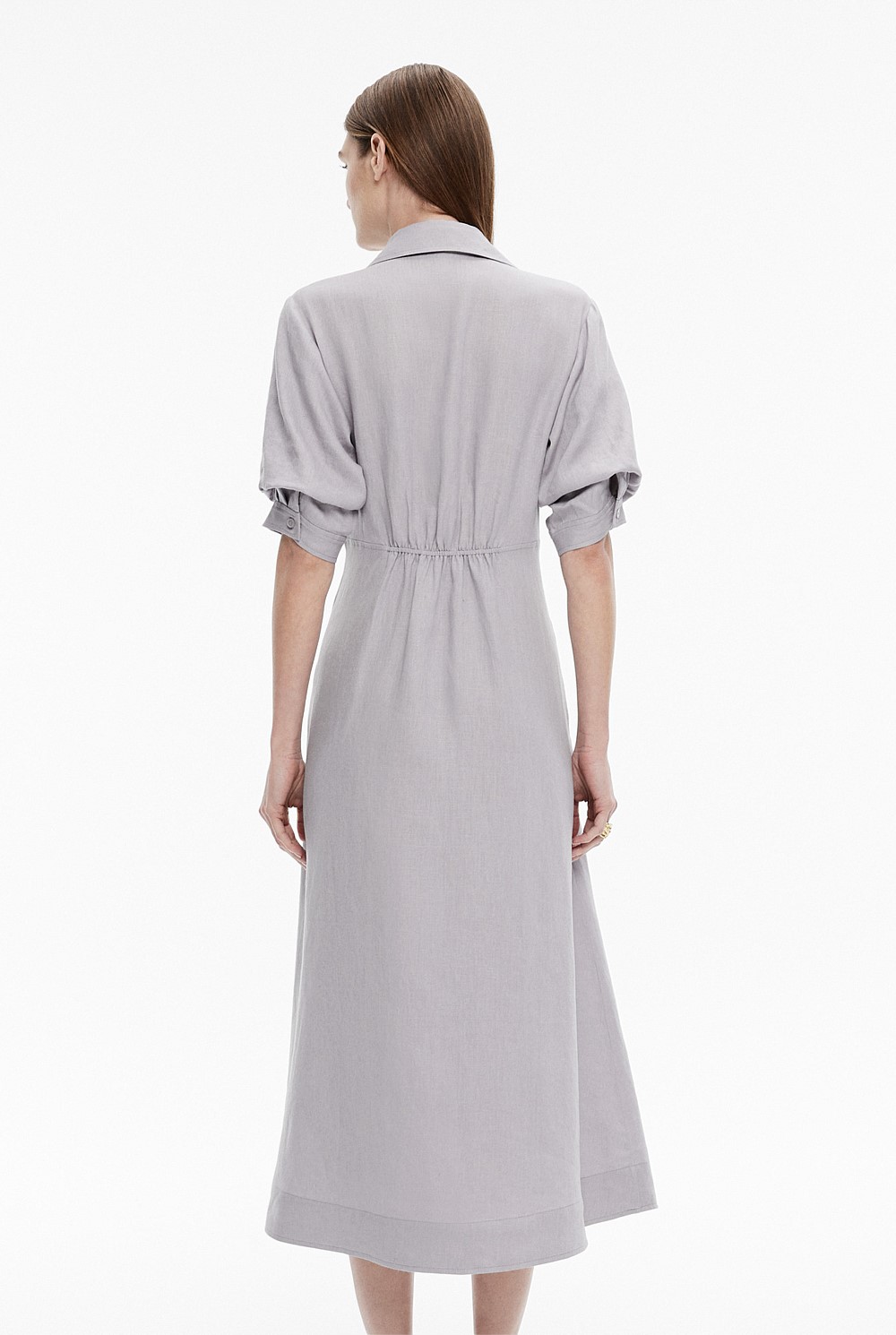 French Linen Dart Midi Dress