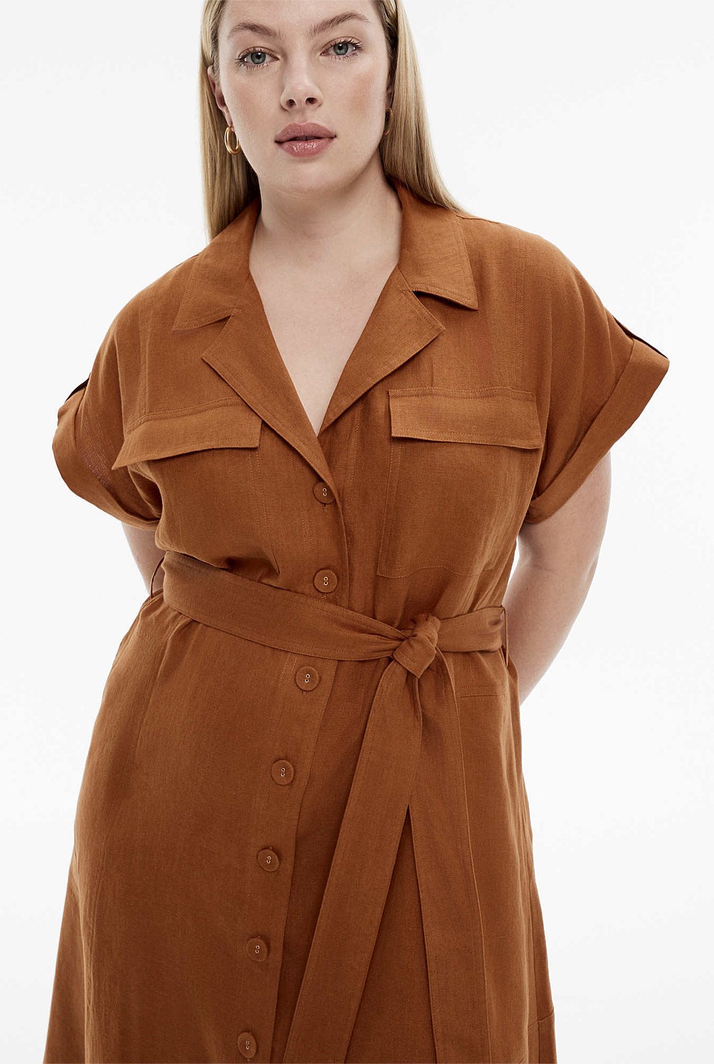 Linen Utility Shirt Dress