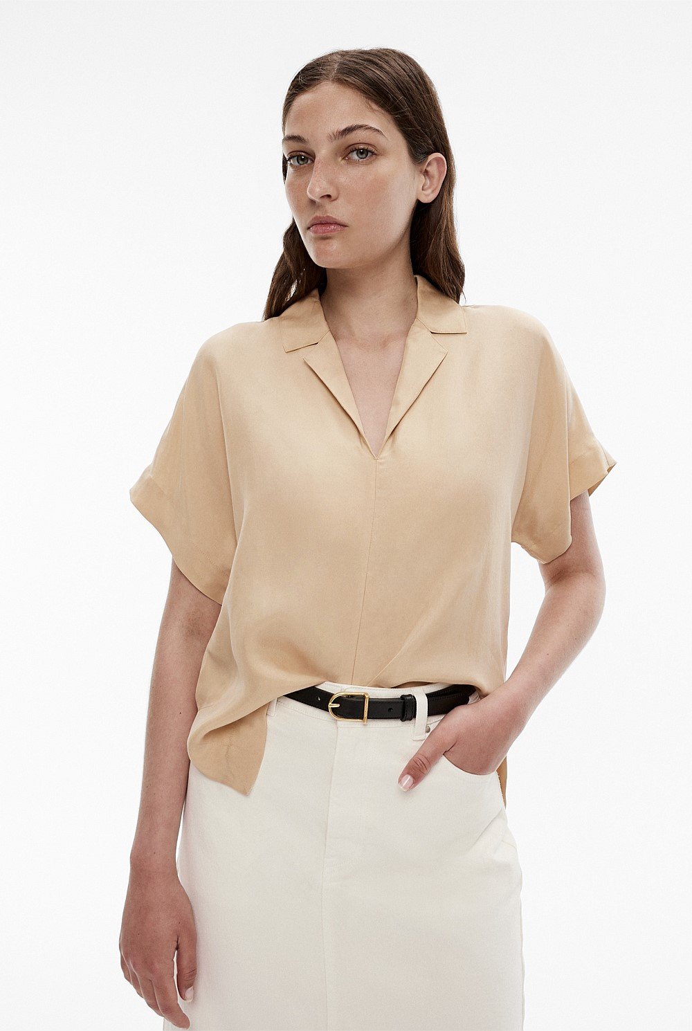 Cupro Pop Over Blouse