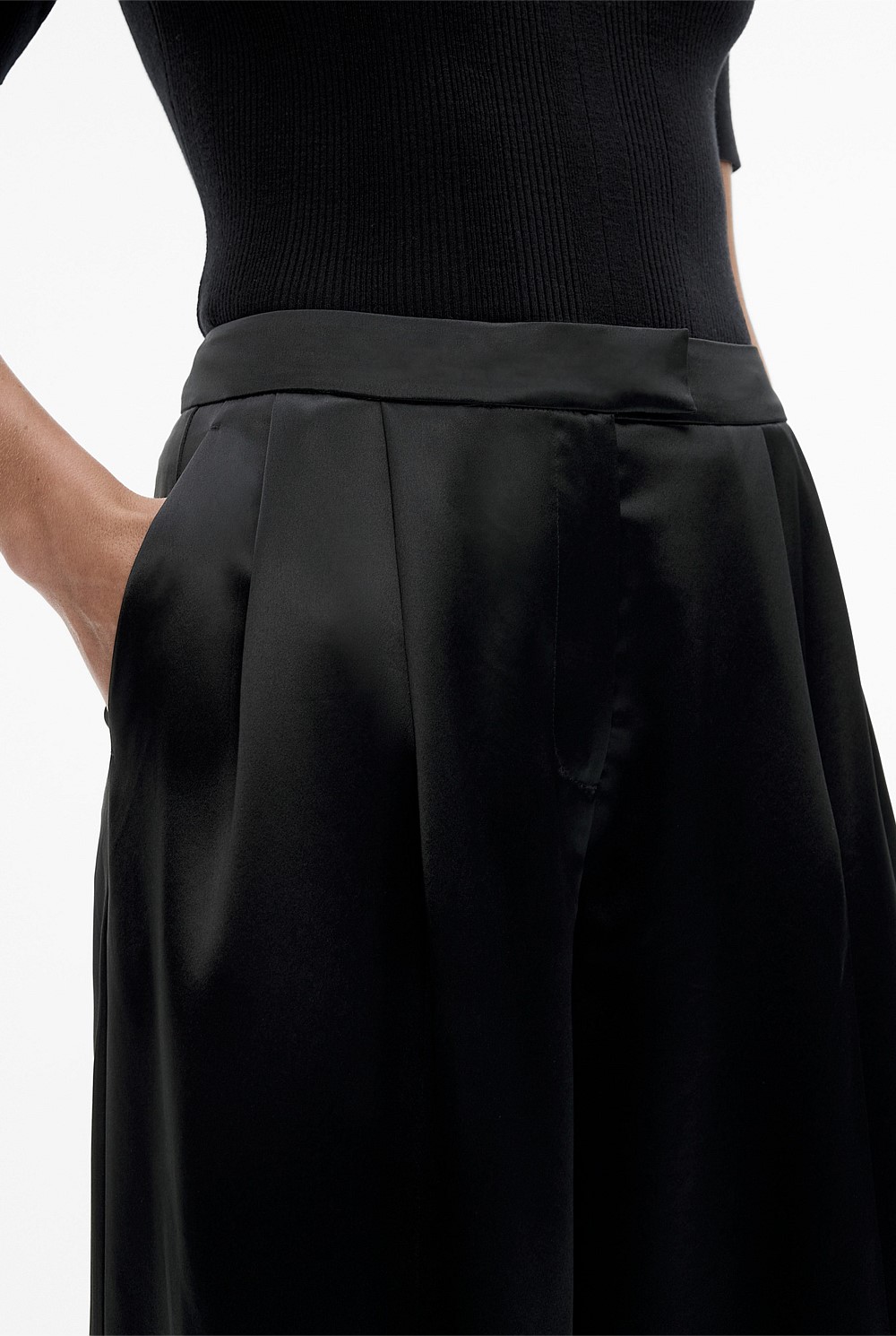 Acetate Blend Full Length Pant