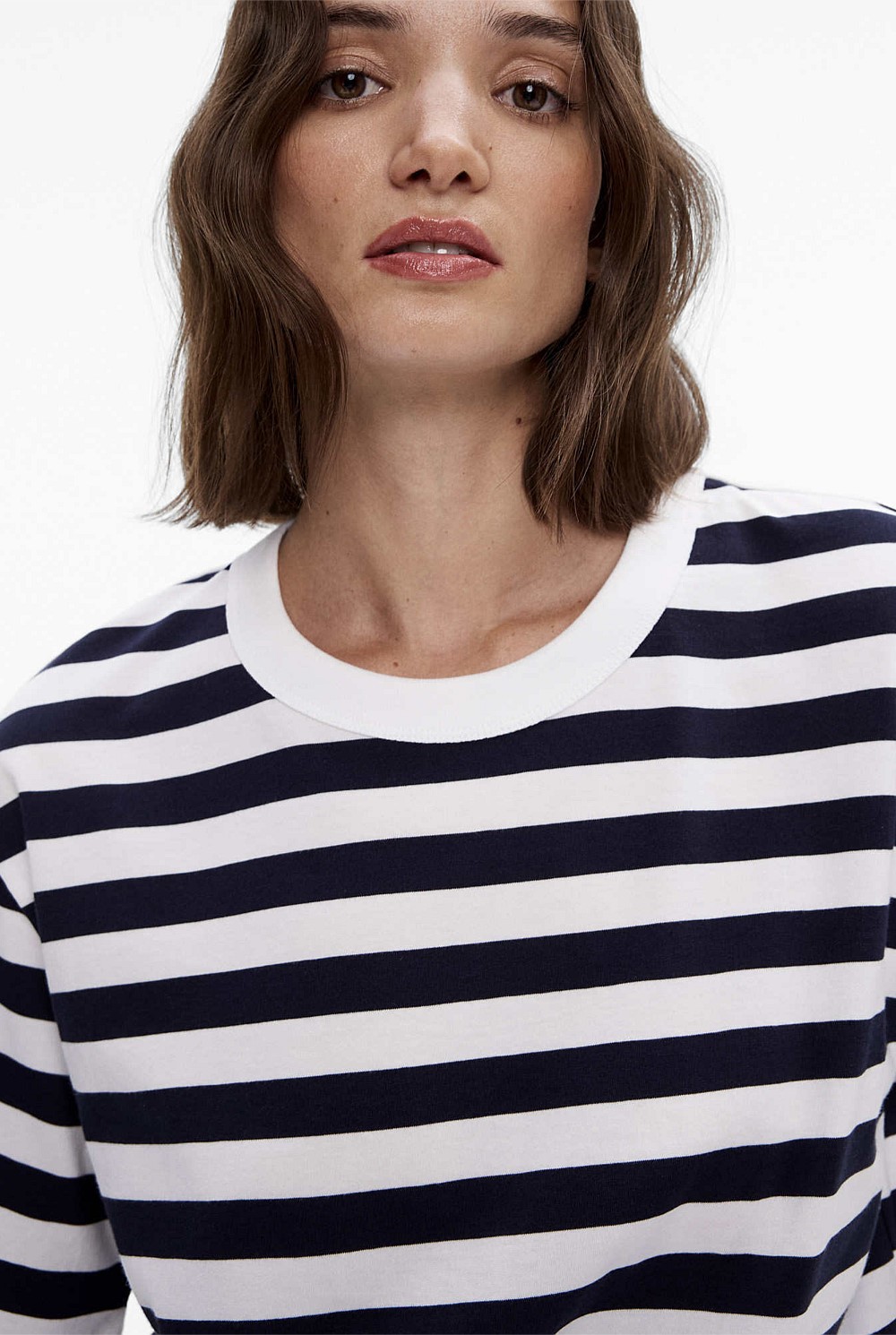 Stripe Cotton Boyfriend Tee