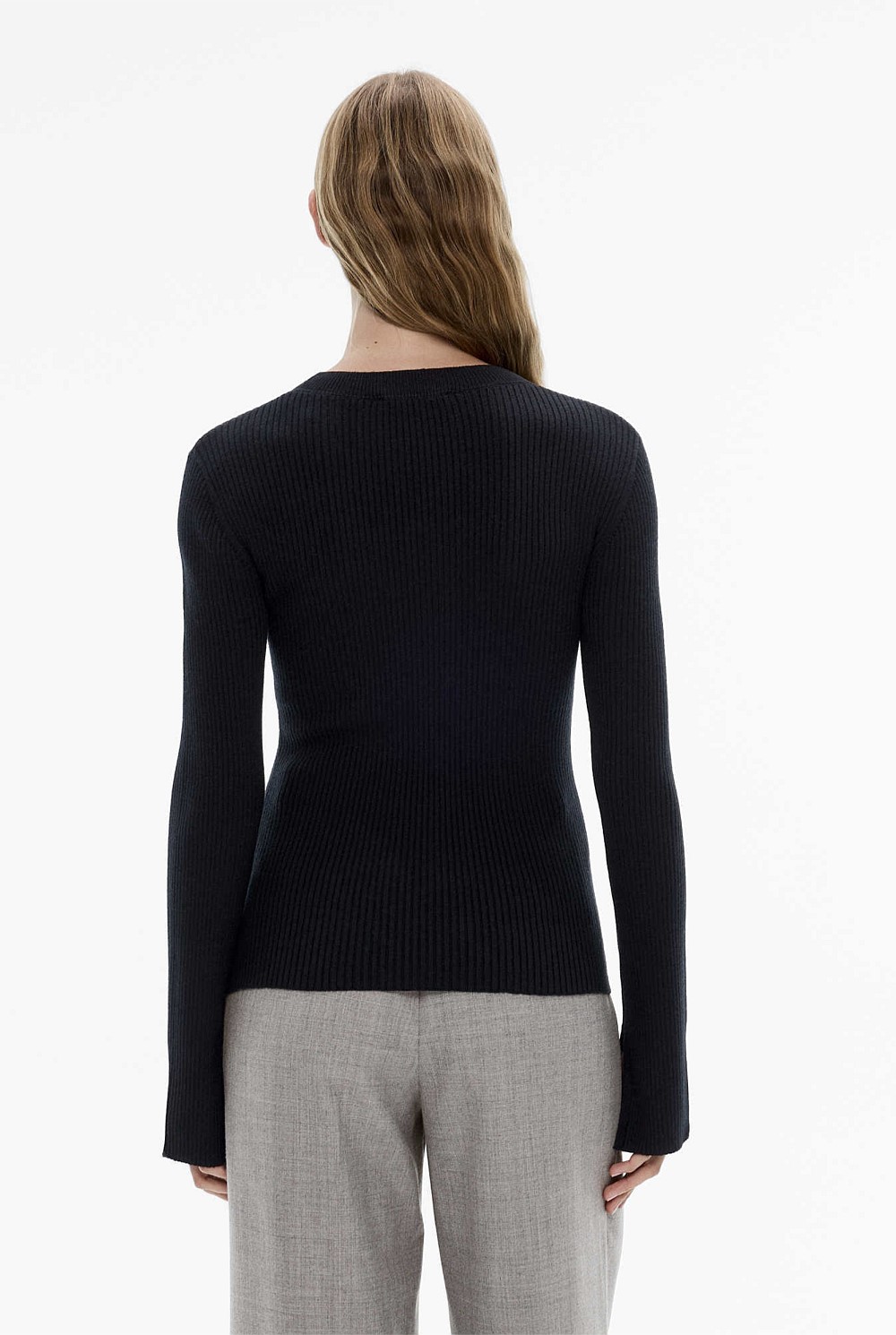 Wool Blend Crew Rib Knit