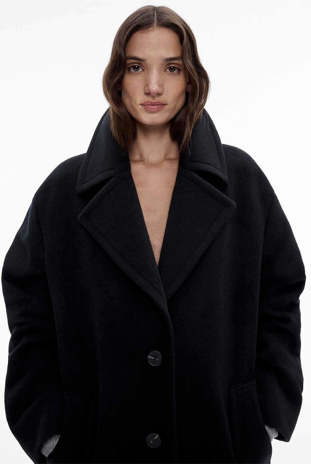 Wool Cashmere Lapel Coat