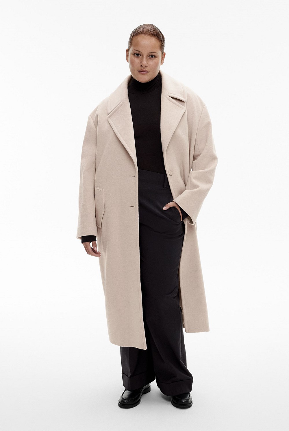 Wool Cashmere Lapel Coat