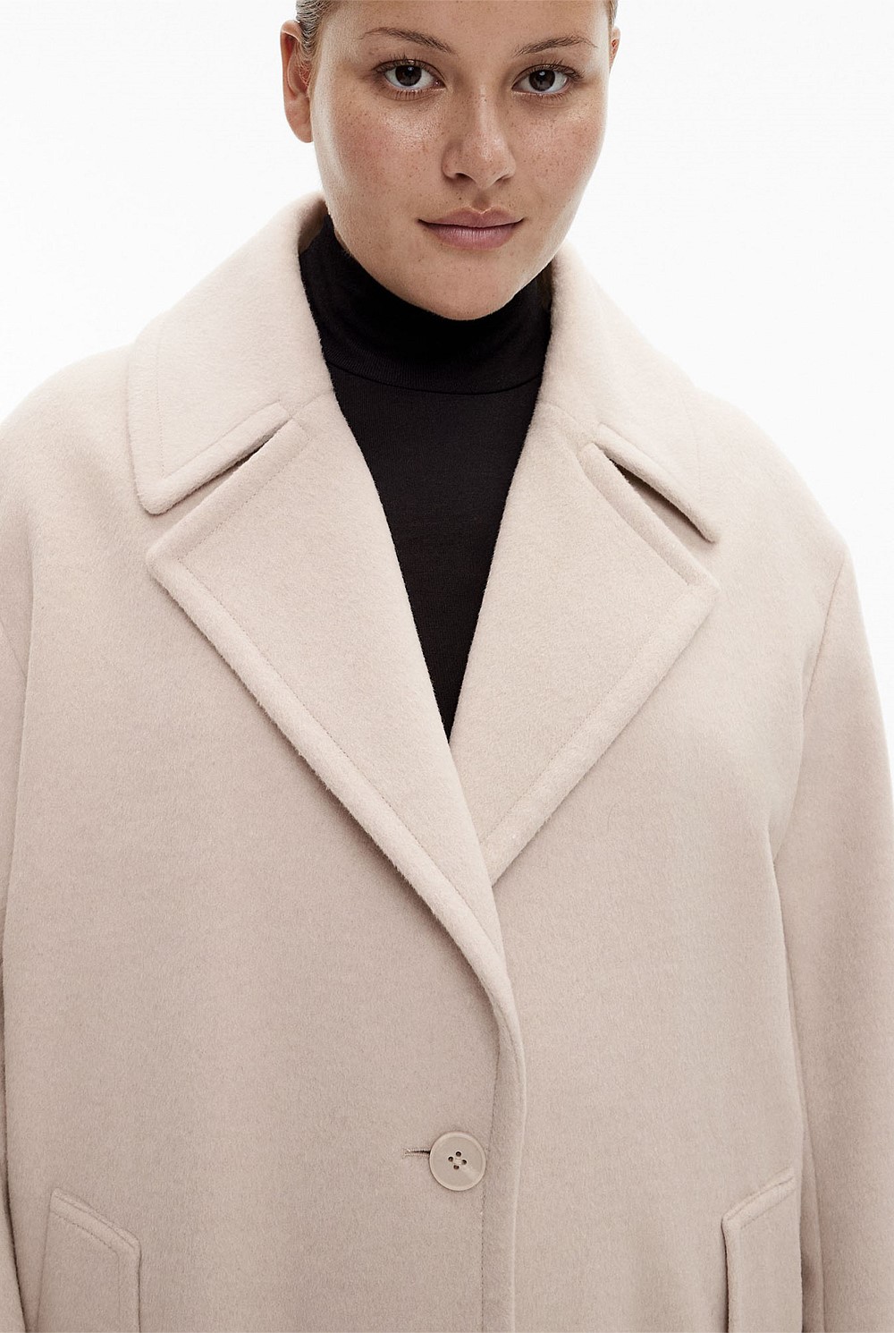Wool Cashmere Lapel Coat