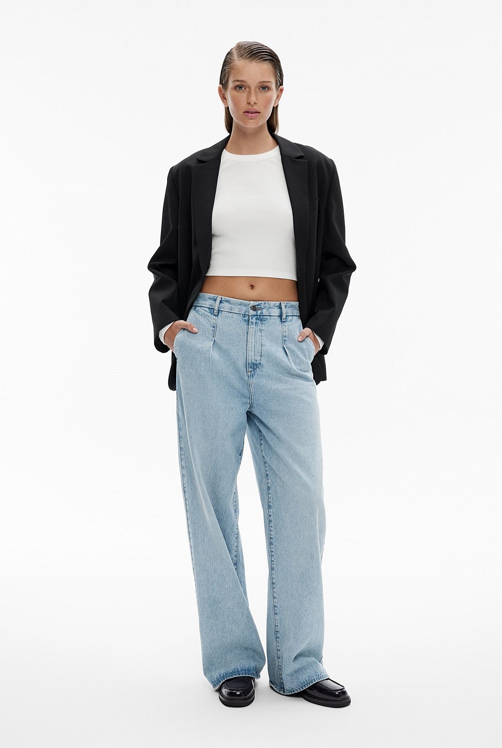 High Rise Pleat Front Jean