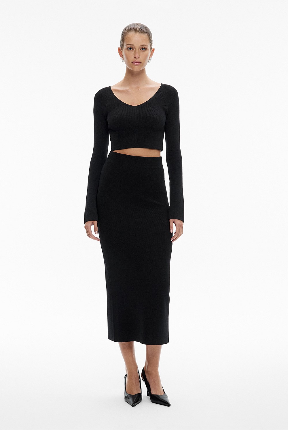 Slim Knit Midi Skirt