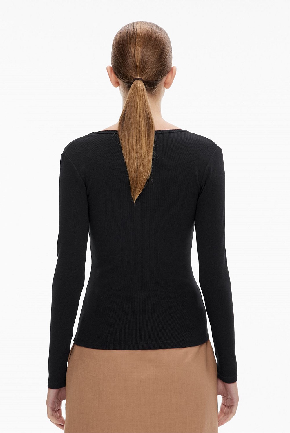 Scoop Rib Long Sleeve Top