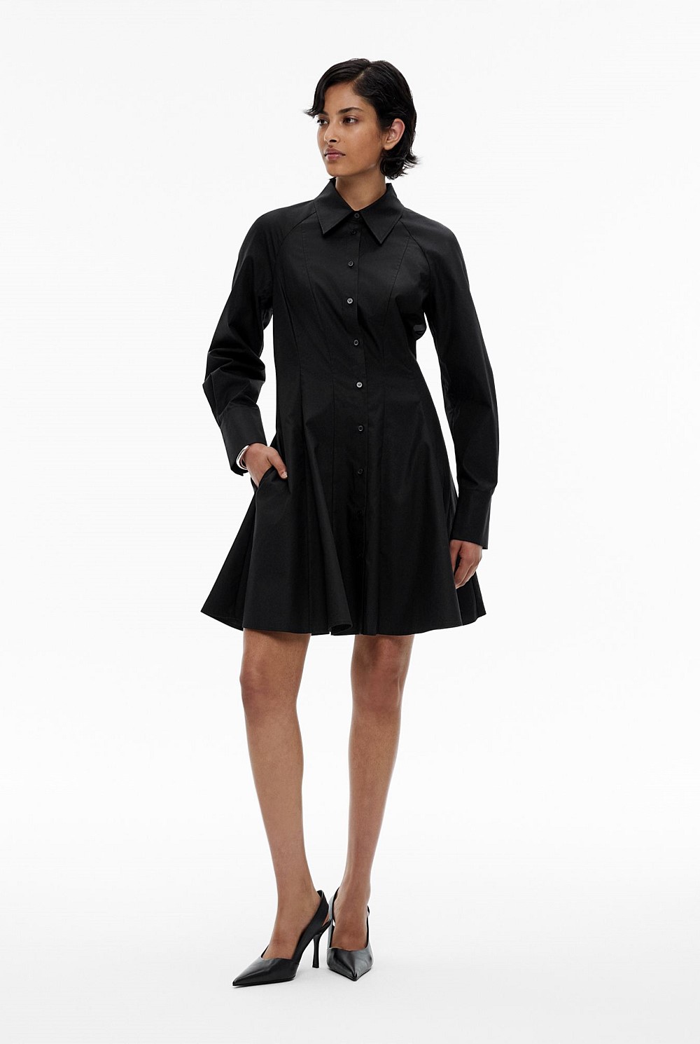 Seam Detail Mini Shirt Dress