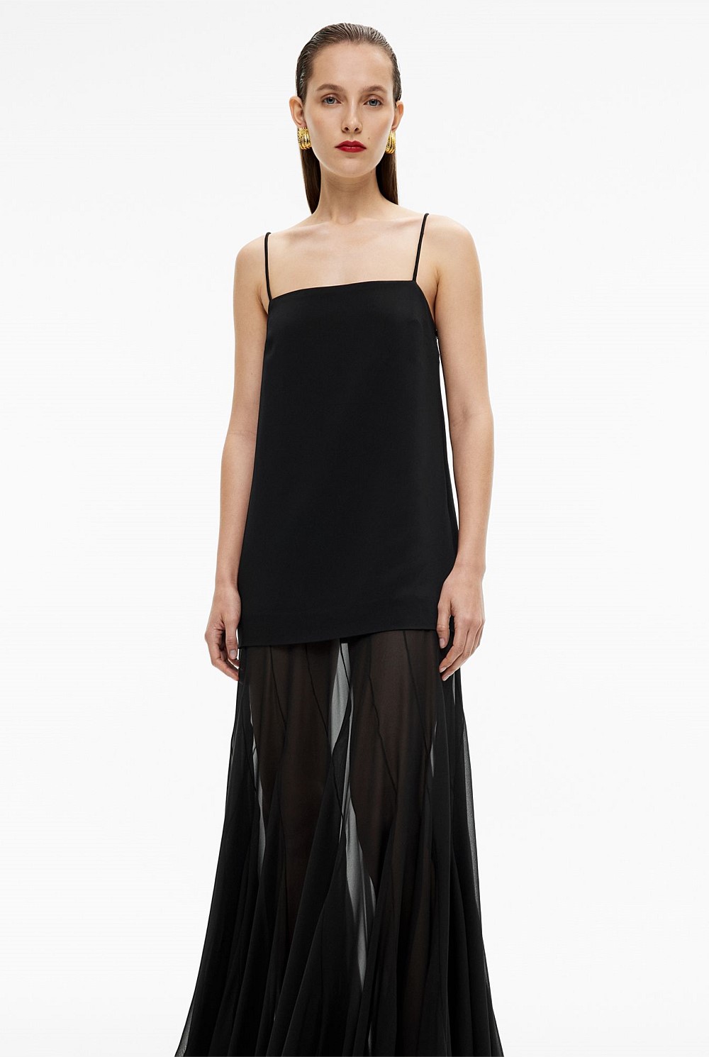 Sheer Contrast Maxi