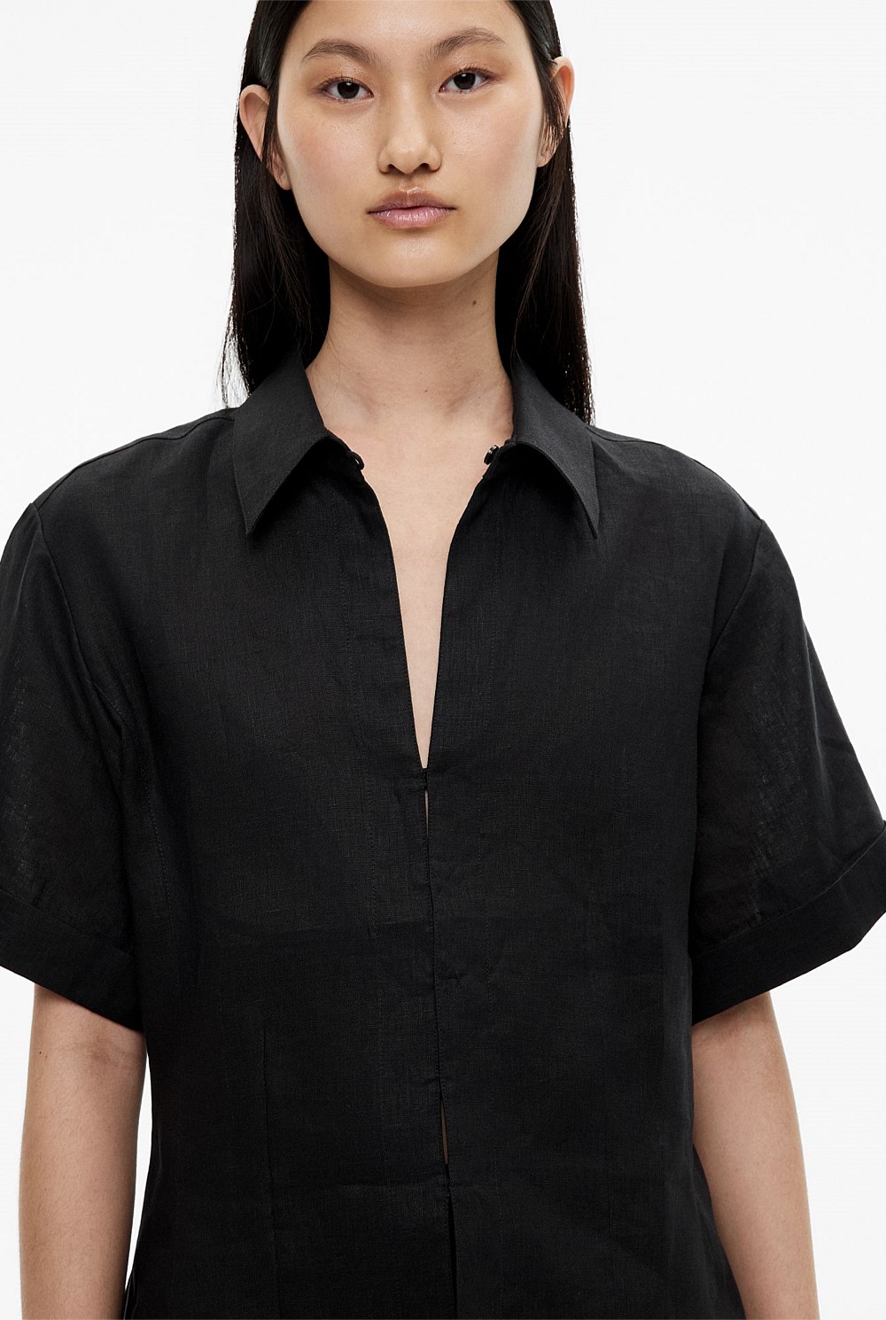 Short Sleeve Seam Detail Shirt