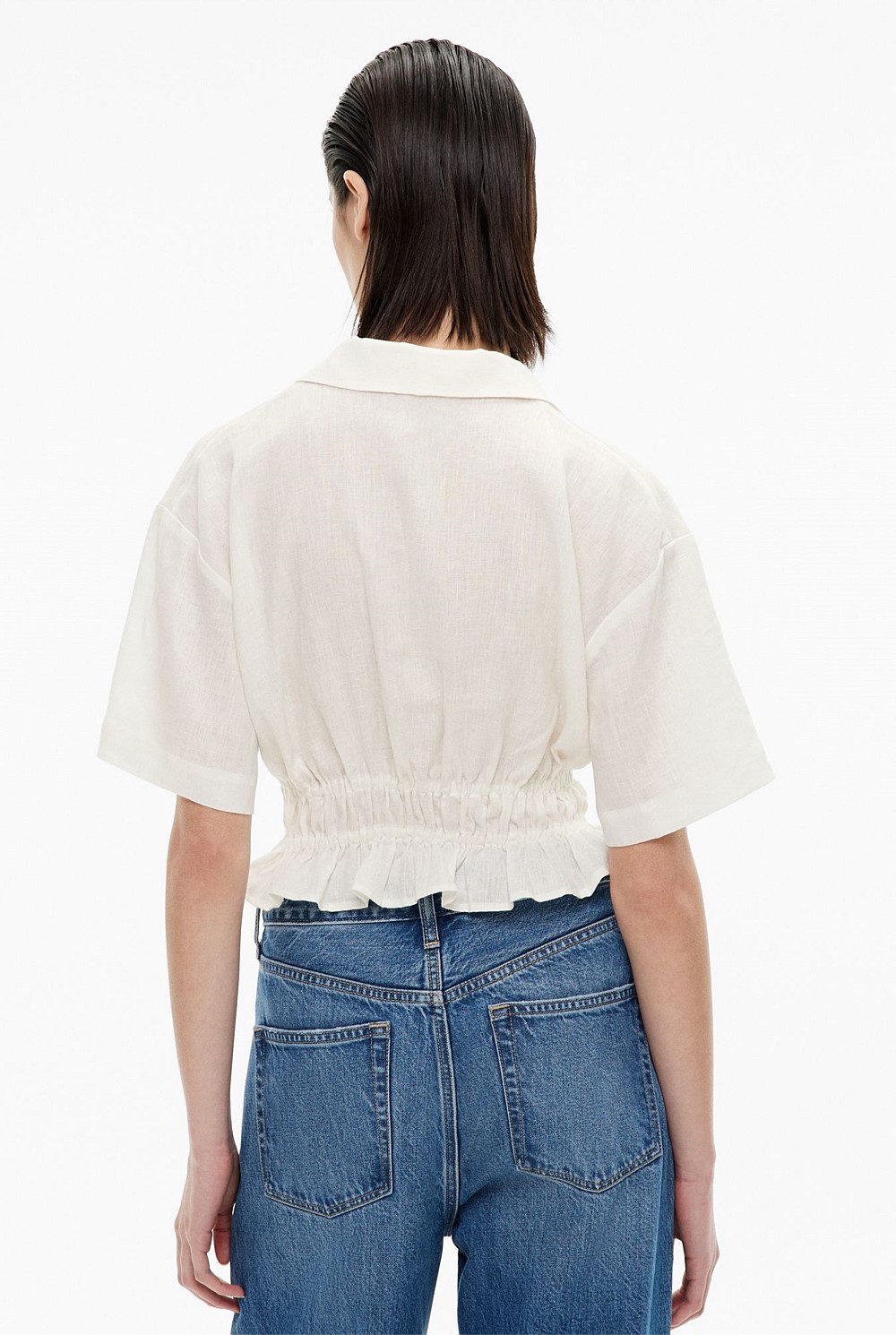 Gathered Waist Short Sleeve Shirt