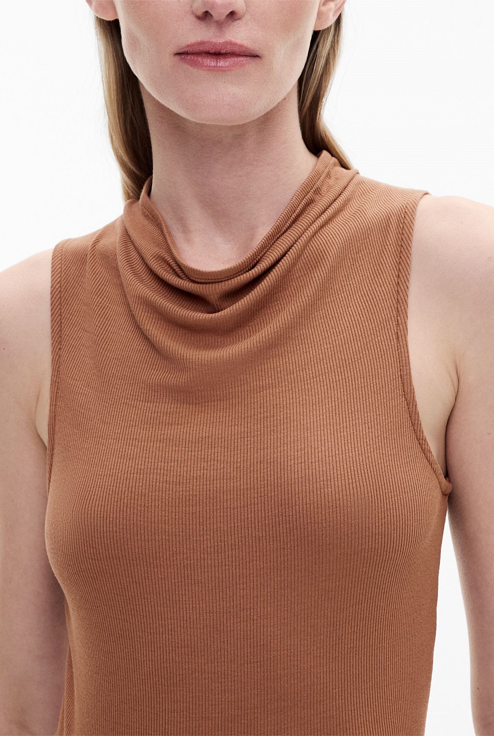 Rib Drape Neck Top